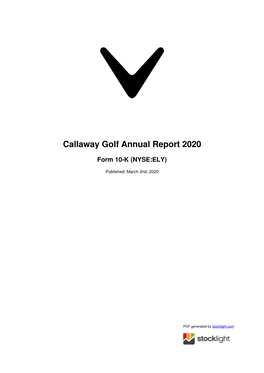Callaway Golf Annual Report 2020