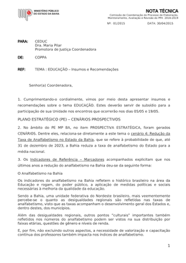 NOTA TÉCNICA Comissão De Coordenação Do Processo De Elaboração, Monitoramento, Avaliação E Revisão Do PPA 2016-2019 Nº: 01/2015 DATA: 30/04/2015