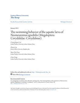 The Swimming Behavior of the Aquatic Larva of Neoneuromus Ignobilis (Megaloptera: Corydalidae: Corydalinae)