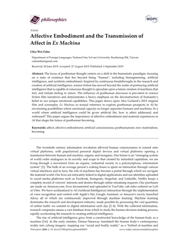 Affective Embodiment and the Transmission of Affect in Ex Machina