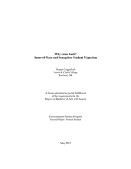 Why Come Back? Sense of Place and Senegalese Student Migration