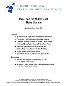 Israel and the Middle East News Update