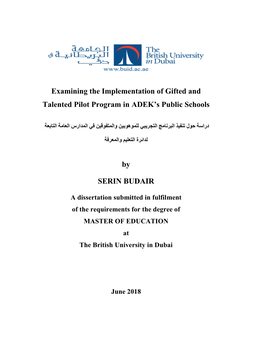 Examining the Implementation of Gifted and Talented Pilot Program in ADEK’S Public Schools