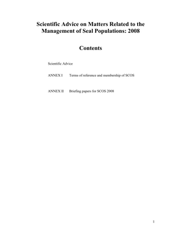 Scientific Advice on Matters Related to the Management of Seal Populations: 2008
