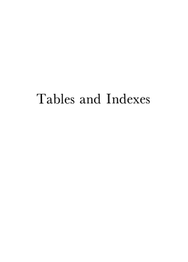 Tables and Indexes Table of Technical Reference Material