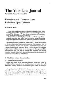 Federalism and Corporate Law: Reflections Upon Delaware