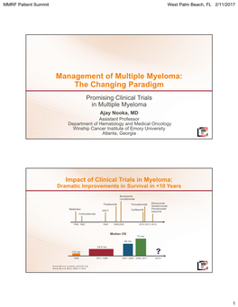 Management of Multiple Myeloma: the Changing Paradigm