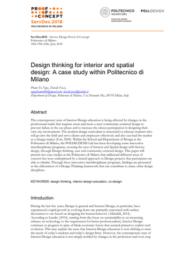 Design Thinking for Interior and Spatial Design: a Case Study Within Politecnico Di Milano