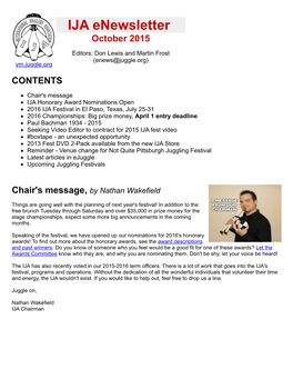 IJA Enewsletter October 2015