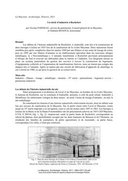 La Mayenne, Archéologie, Histoire, 2011 Un Siècle D'industrie À Rochefort Par Nicolas FOISNEAU, Service Du Patrimoine, Cons