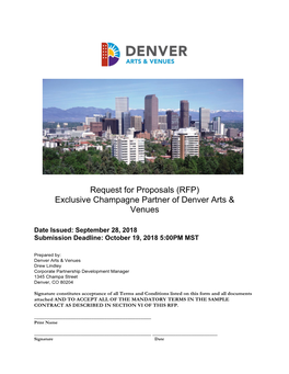 RFP) Exclusive Champagne Partner of Denver Arts & Venues