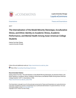 The Internalization of the Model Minority Stereotype, Acculturative Stress, and Ethnic Identity on Academic Stress, Academic