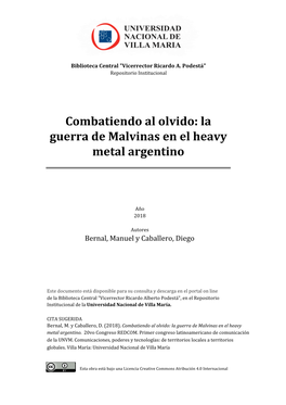 La Guerra De Malvinas En El Heavy Metal Argentino