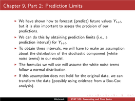 Chapter 9, Part 2: Prediction Limits