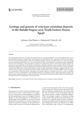 Geology and Genesis of Vein-Type Corundum Deposits in the Hafafit-Nugrus Area, South Eastern Desert, Egypt