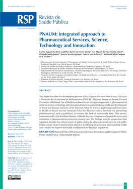 Integrated Approach to Pharmaceutical Services, Science, Technology and Innovation
