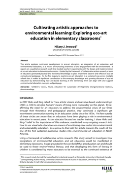 Cultivating Artistic Approaches to Environmental Learning: Exploring Eco-Art Education in Elementary Classrooms*