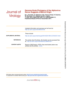 Genus Suggests a Marine Origin Genome-Scale Phylogeny of The