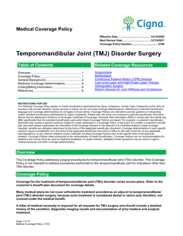 Temporomandibular Joint (TMJ) Disorder Surgery