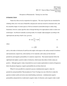 Absorption in Metamaterials: Turning Loss Into Gain