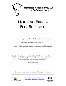 Housing First – Plus Supports