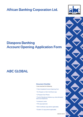 ABC Global Diaspora-Personal Banking Account