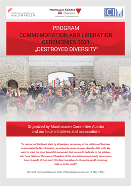 Program Commemoration and Liberation Ceremonies 2021 „Destroyed Diversity“