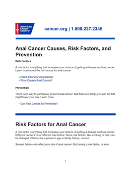 Anal Cancer Causes, Risk Factors, and Prevention Risk Factors For