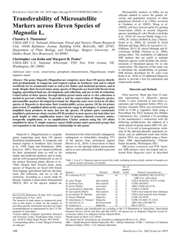 Transferability of Microsatellite Markers Across Eleven Species Of