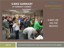 E-Bike Summary of Community Comment