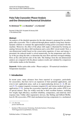 Pulse Tube Cryocooler: Phasor Analysis and One-Dimensional