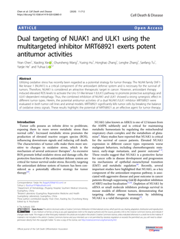 Dual Targeting of NUAK1 and ULK1 Using the Multitargeted Inhibitor