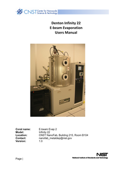 Denton Infinity 22 E-Beam Evaporation Users Manual