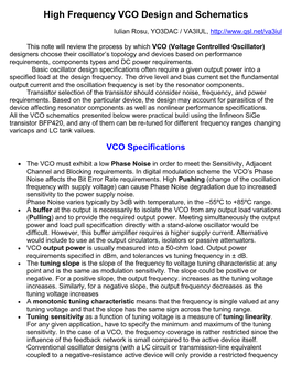 High Frequency VCO Design and Schematics