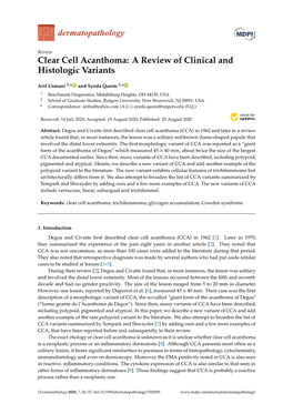 Clear Cell Acanthoma: a Review of Clinical and Histologic Variants