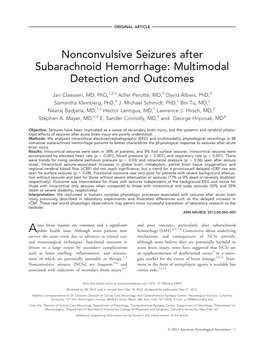 Nonconvulsive Seizures After Subarachnoid Hemorrhage: Multimodal Detection and Outcomes