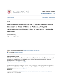 Development of Biosensors to Detect Inhibition of Protease Activity and Separation of the Multiple Functions of Coronavirus Papain-Like Proteases