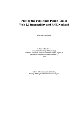 Putting the Public Into Public Radio: Web 2.0 Interactivity and RNZ National