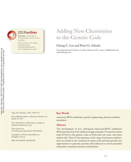 Adding New Chemistries to the Genetic Code