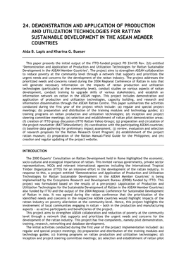 24. Demonstration and Application of Production and Utilization Technologies for Rattan Sustainable Development in the Asean Member Countries