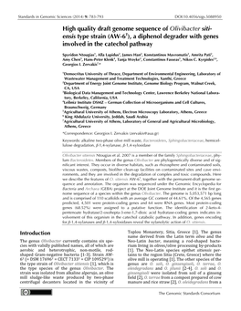 Olivibacter Sitiensis AW-6T Biofilter Clean-Up Facility in a Hydrocarbon- Quently Occurring Genera Were in Order Contaminated Site [3] and O