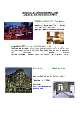 New Hotels in Downtown Buenos Aires Already in Our Confidential Tariffs