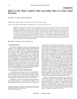 Effects of the Planar Galactic Tides and Stellar Mass on Comet Cloud Dynamics