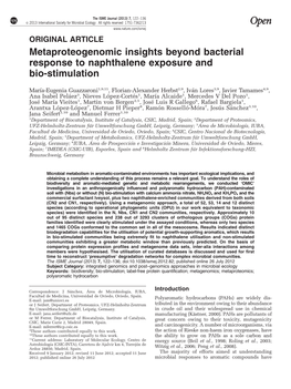 ORIGINAL ARTICLE Metaproteogenomic Insights Beyond Bacterial Response to Naphthalene Exposure and Bio-Stimulation
