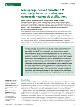 Macrophage-Derived Oncostatin M Contributes to Human and Mouse Neurogenic Heterotopic Ossifications