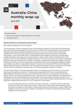 Australia-China Monthly Wrap-Up April 2021