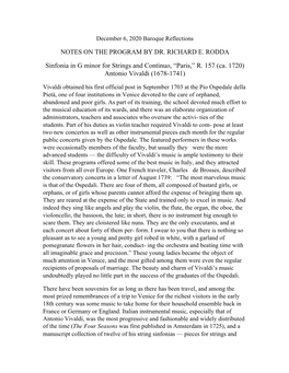 Sinfonia in G Minor for Strings and Continuo, “Paris,” R. 157 (Ca. 1720) Antonio Vivaldi (1678-1741)