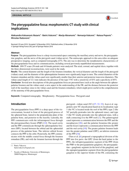 The Pterygopalatine Fossa: Morphometric CT Study with Clinical Implications