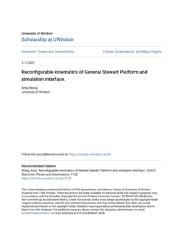 Reconfigurable Kinematics of General Stewart Platform and Simulation Interface