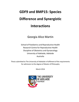 GDF9 and BMP15: Species Difference and Synergistic Interactions
